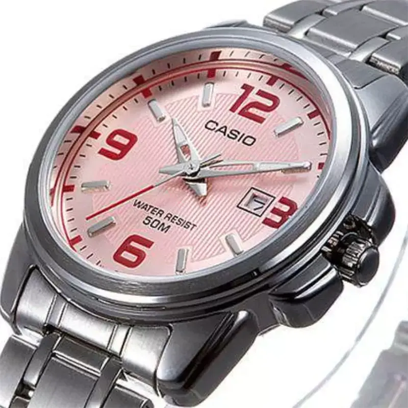 Casio Enticer Pink Dial Triple-fold Ladies Watch- LTP-1314D-5A